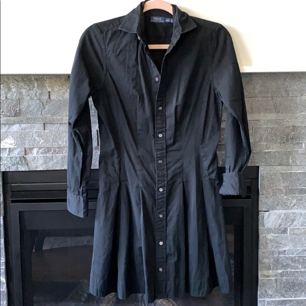 Vintage Black Polo Ralph Lauren Button Down Dress